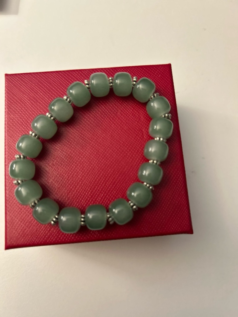 Green Bead Stretch Bracelet